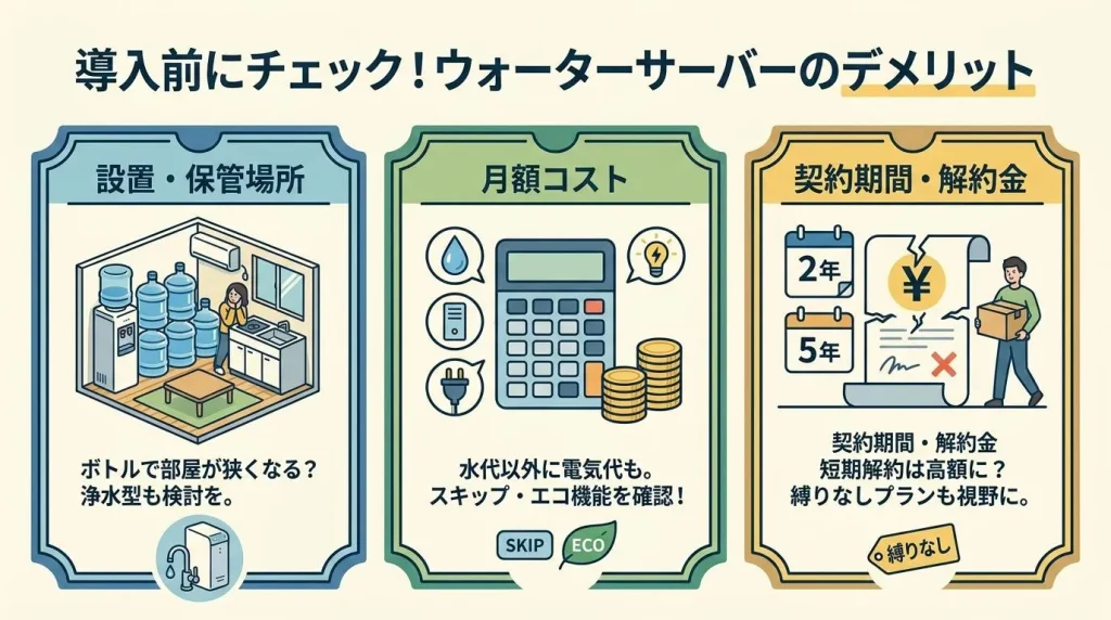 ウォーターサーバー導入前に知るべきデメリット