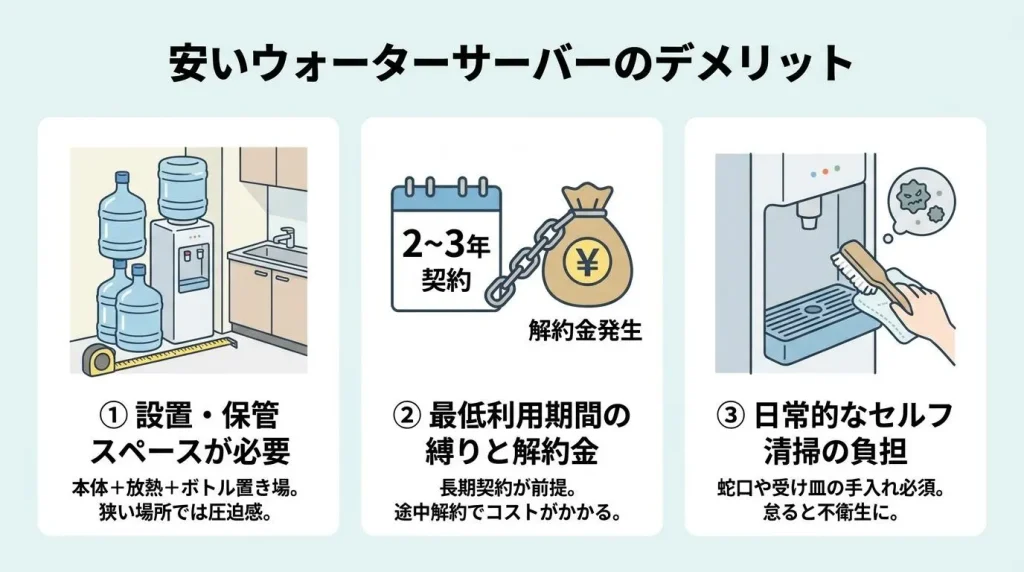 安いウォータサーバーのデメリット