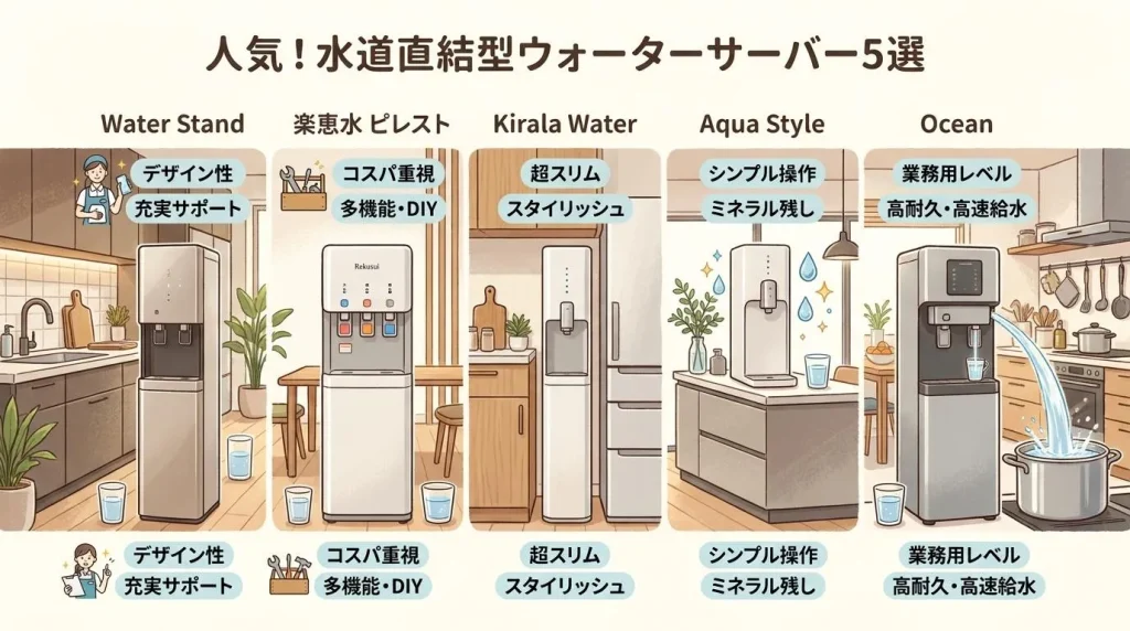 人気の水道直結型ウォーターサーバー5選