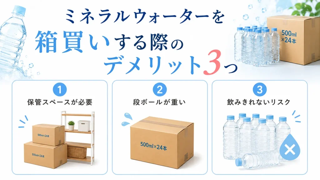 ミネラルウォーターを箱買いする際のデメリット3つ